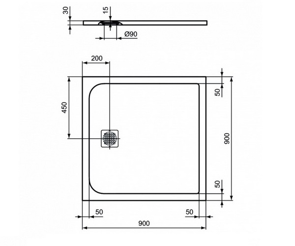 поддон из литьевого мрамора IDEAL STANDARD ULTRAFLAT S 90